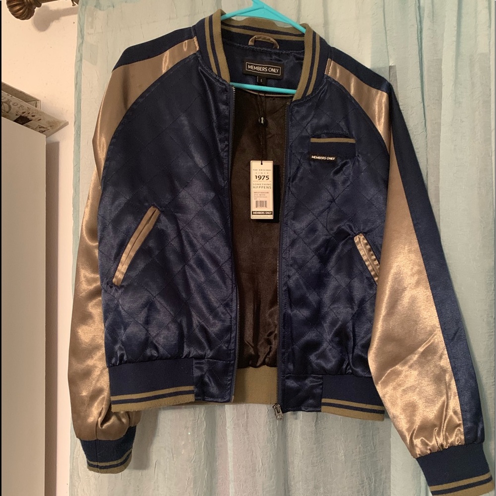 Urban Outfitters Navy Blue and Gold Jacket
